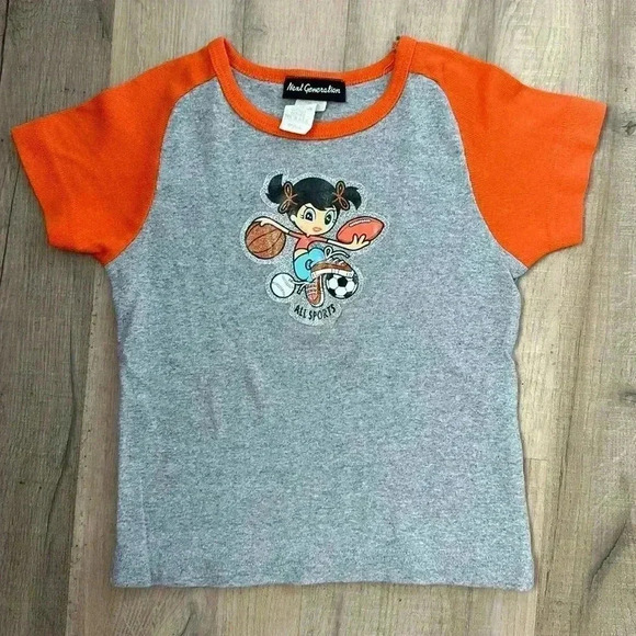 Vintage Next Generation all sports orange and grey baby tee size small - Picture 1 of 5